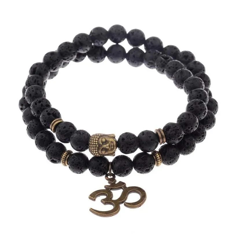 bangle men bracelet natural moonstone bead tibetan buddha chakra lava stone diffuser bracelets jewelry gift drop