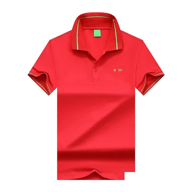 boss mens polo shirt high quality fashion mens tshirt luxury polo collar pure cotton breathable top boss business shirt mxxxl