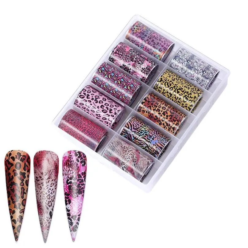 nas006 10pcs nail foils holographic transfer water decals nail art stickers 4x100cm words sticker false nails tips decoration