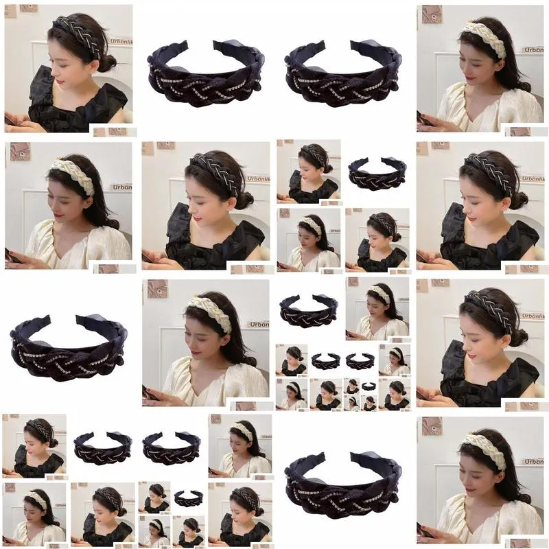 2023 fried dough twists knitted hair band fairy organza high end rhinestone set diamond light luxury hair band