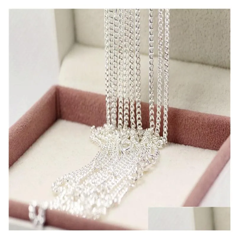 2017 factory sale 10pcs 16-30 genuine solid 925 sterling silver fashion curb necklace chain jewelry with lobster clasps