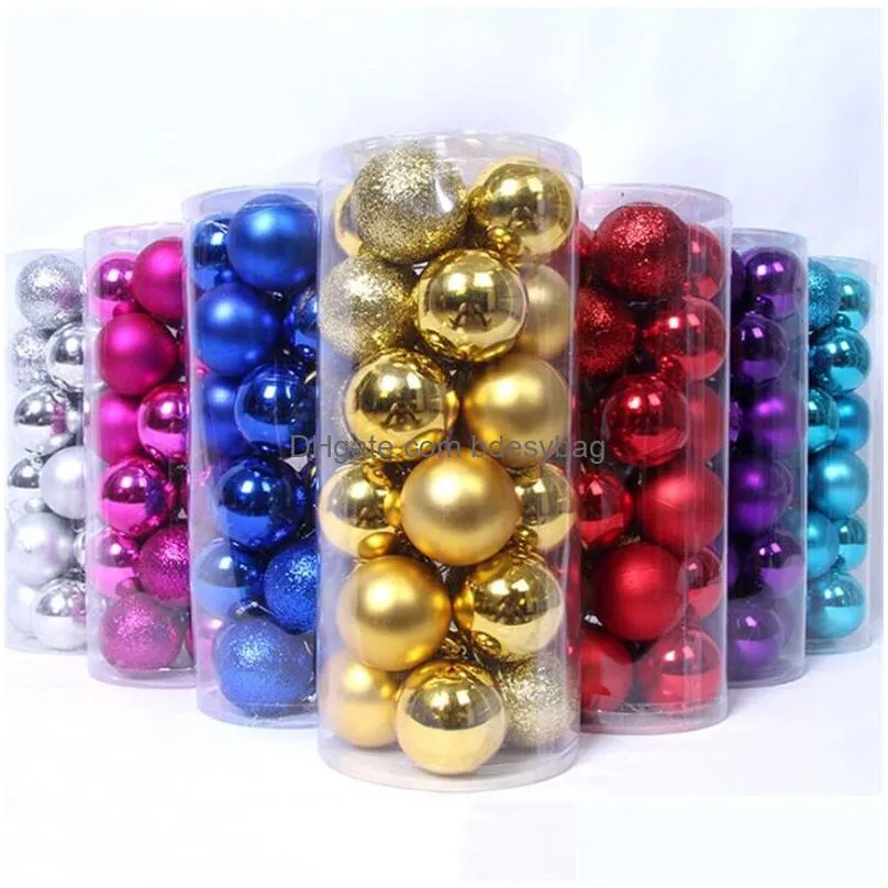 24pcs 3cm 4cm 6cm christmas ball pendant decorative xmas tree hanging baubles balls ornaments for holiday wedding decoration