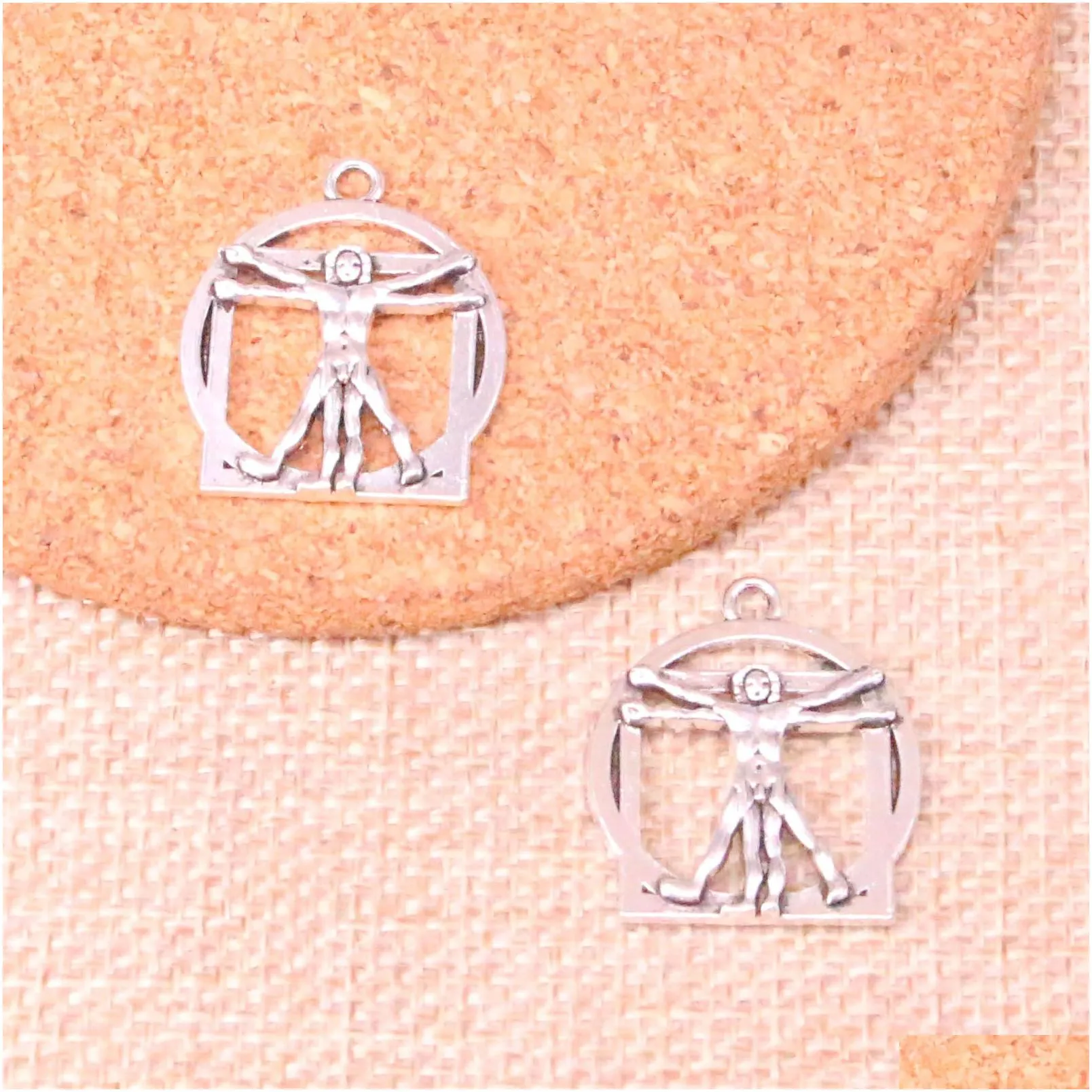 55pcs charms da vinci human figure 26x22mm antique making pendant fit vintage tibetan silver diy handmade jewelry
