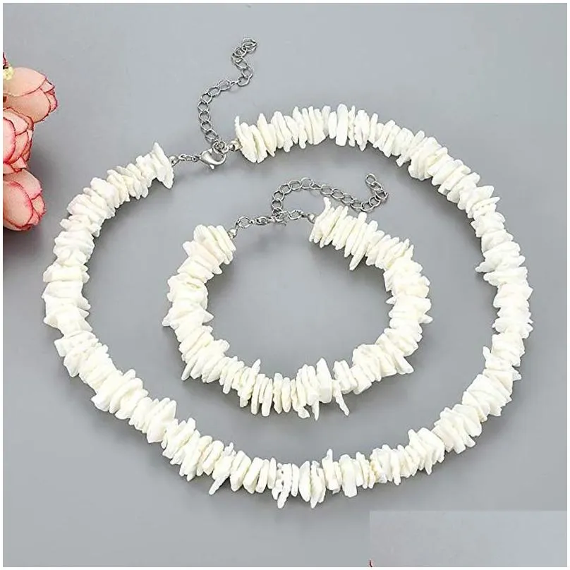 chokers 2022 bohemian natural puka shell white color irregular chip choker necklace for women men collares de moda kolye