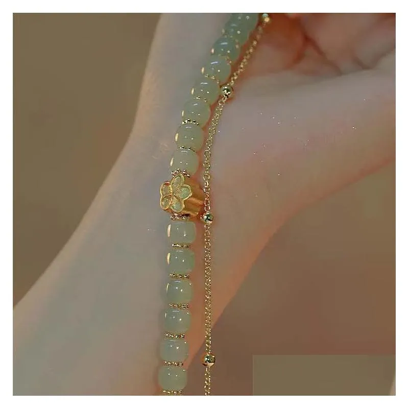 zhenhetian jade hand string bracelet for women peach blossoms  and fashionable qingshui mothers day gift