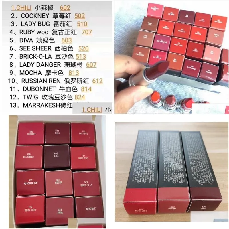 satin lipstick rouge a levres 13 colors lustre m brand lipstick with series numbers aluminum tube package