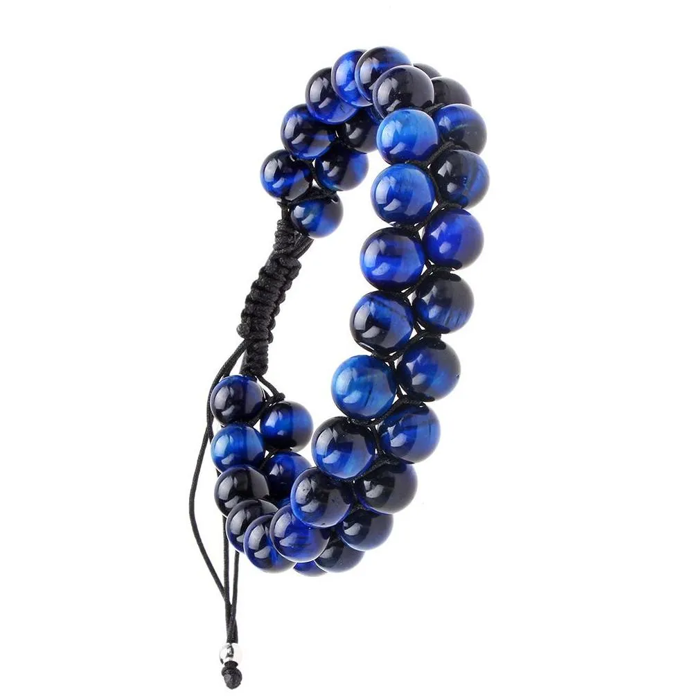 8mm beaded strands woven bracelets jewelry natural stone purple blue tiger eye double-layer creative yoga energy stones reiki buddhist