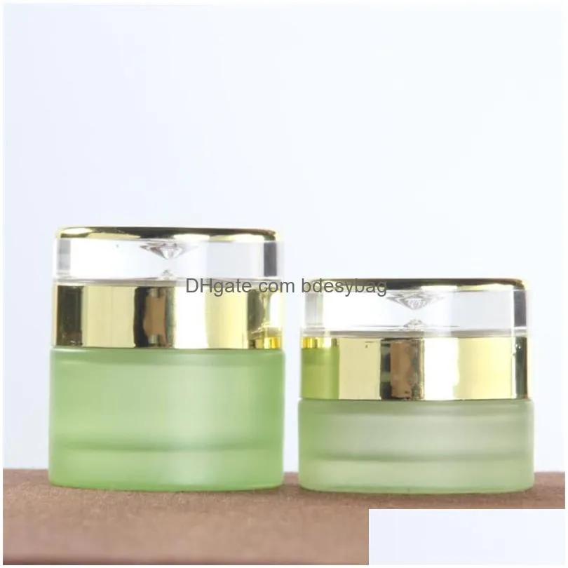 frosted green glass bottle cosmetic cream jar packaging with plastic cap empty spray lotion bottles 20ml 30ml 40ml 60ml 80ml 100ml