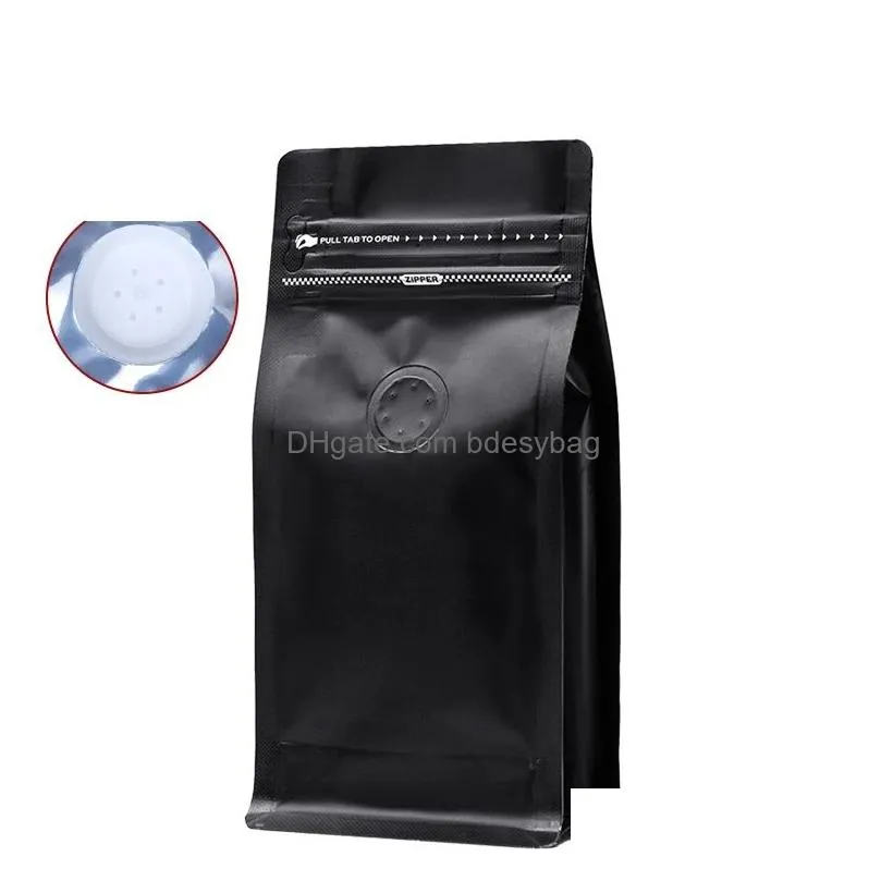 flat bottom coffee bean package bags with valve aluminum foil bean storage bags