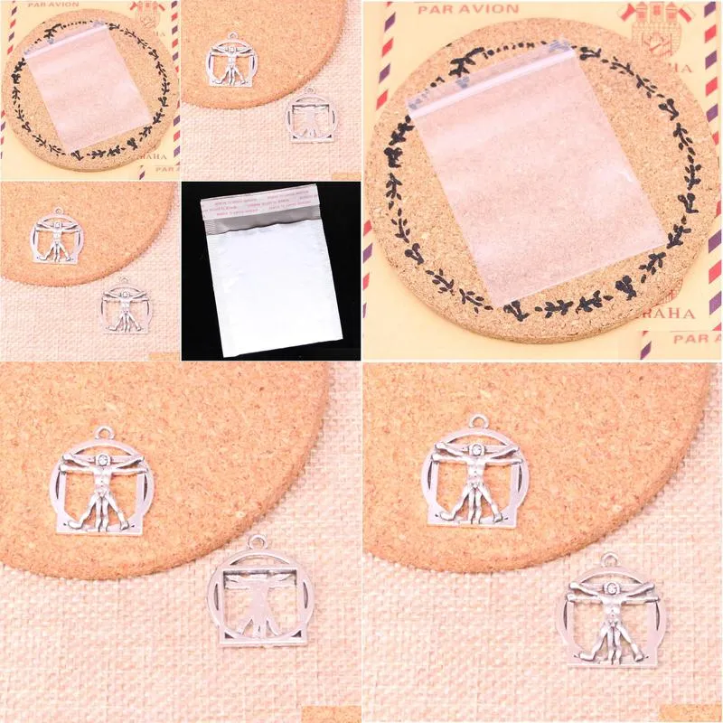 55pcs charms da vinci human figure 26x22mm antique making pendant fit vintage tibetan silver diy handmade jewelry