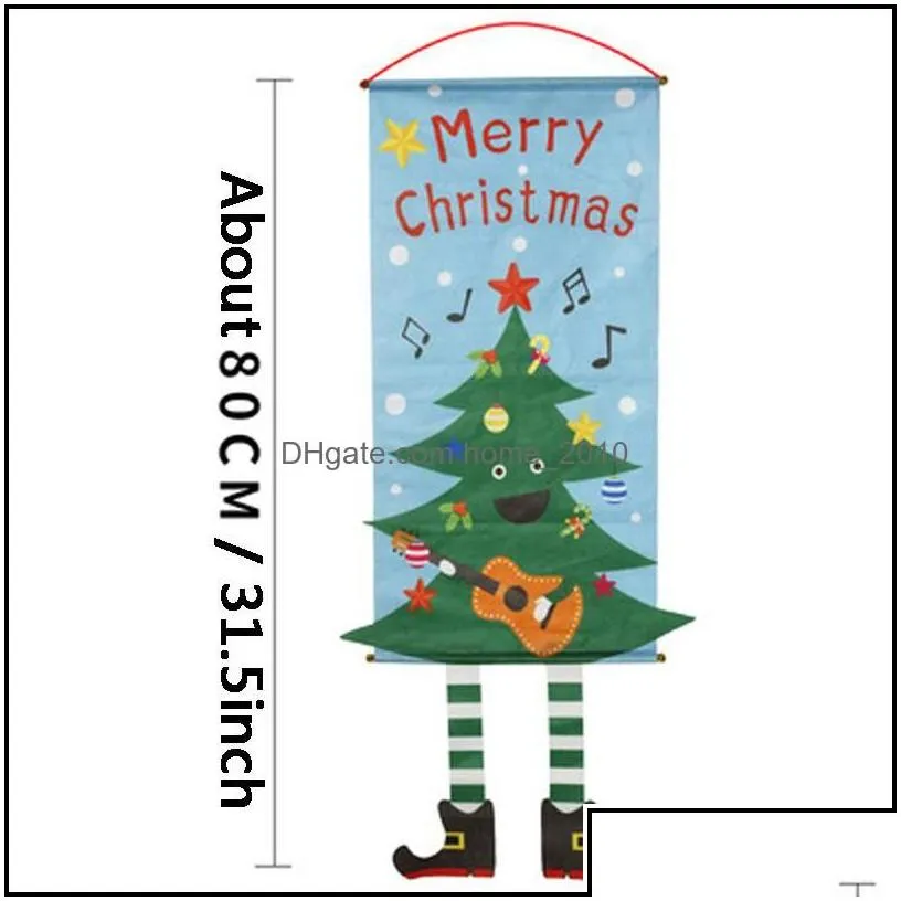 Banner Flags 6 Styles Christmas Flag Cartoon Deer Snowman Santa Claus Print Window Wall Hanging Xmas Party Decoration Home Garden Db