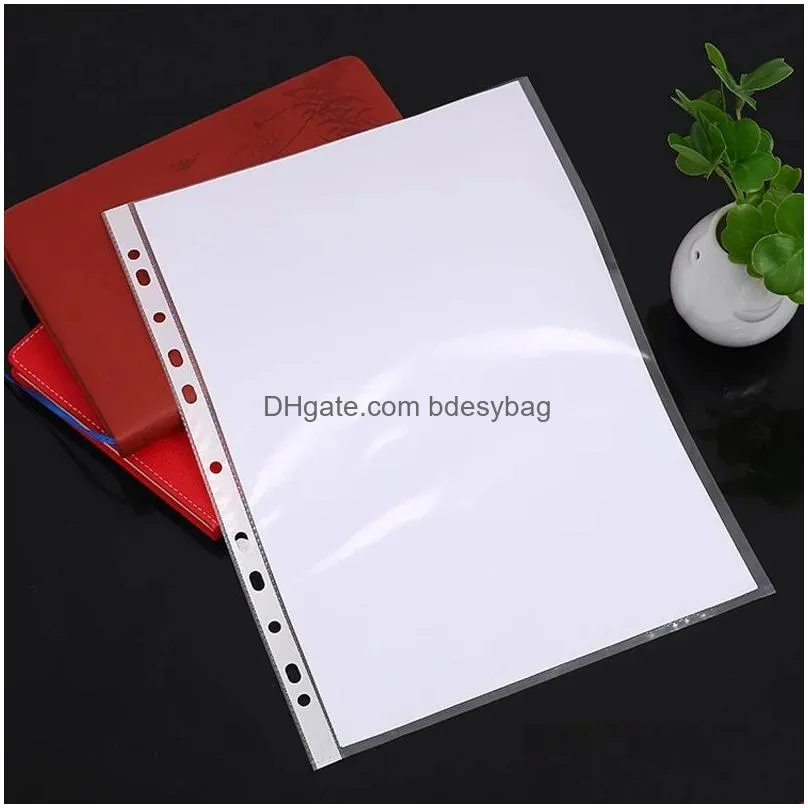 100pcs plastic punched file folders for a4 documents sleeves untral thin leaf documents sheet protectors 11 holes