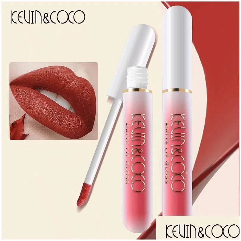 kevin coco 6 pcs per box lip gloss nude matte liquid lipstick red mate waterproof long lasting moisturizing lipgloss lip makeup