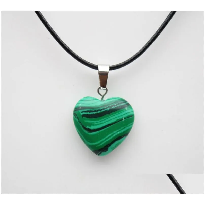 natural stone heart pendant quartz crystal agates turquoises malachite stone for jewelry making necklace