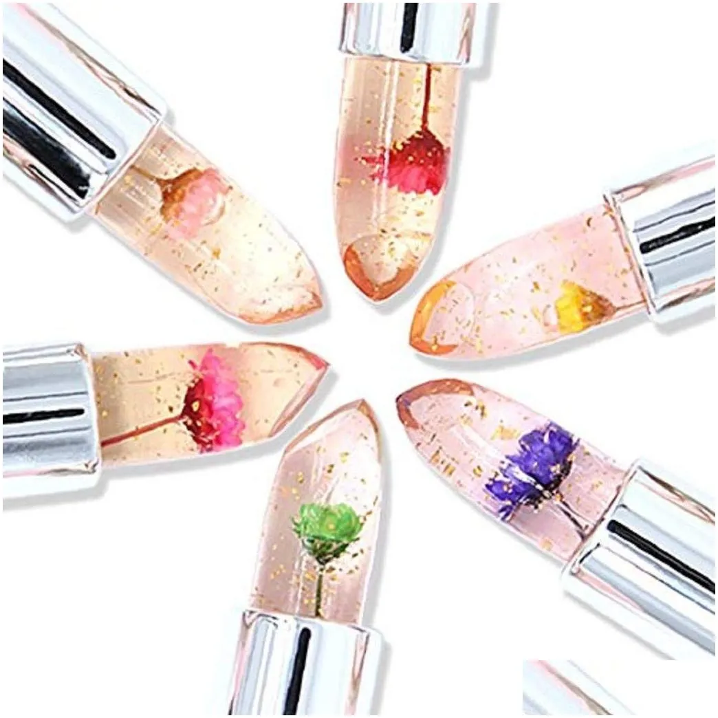 flower jelly lipstick long lasting nutritious lip gloss balm lips moisturizer magic temperature color change wholesale make up