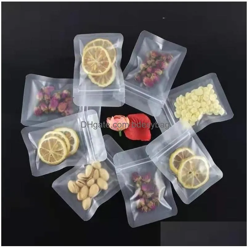 frosted transparent zipper bag flat bottom dry flower packing pouch smell proof food storage bags