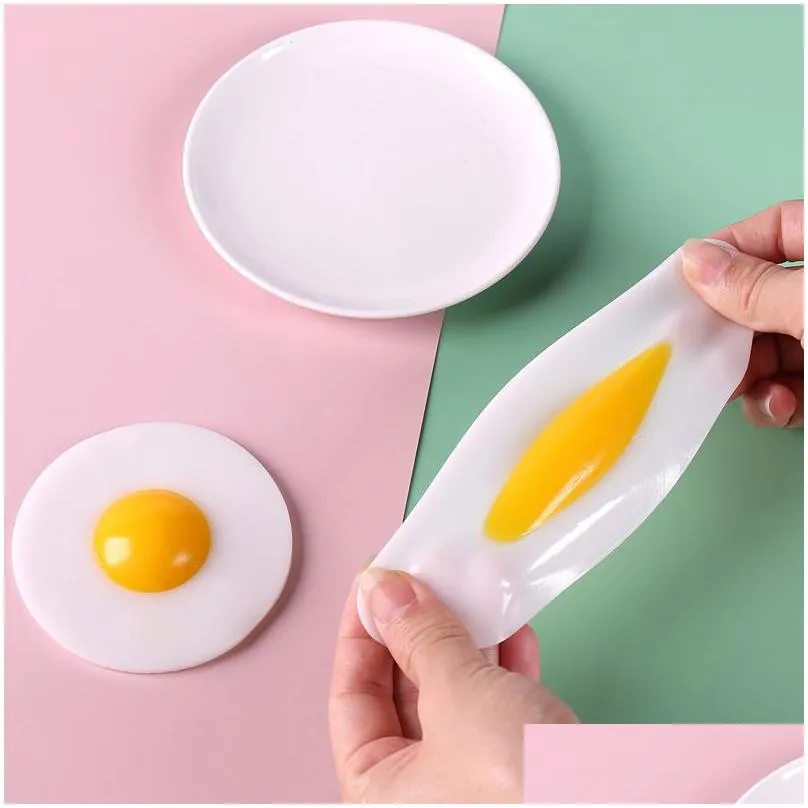  games sticky tpr rubber eggs squeeze kitchen food toy pretend play cooking fried egg omelette gags joke kids relieve stress toys