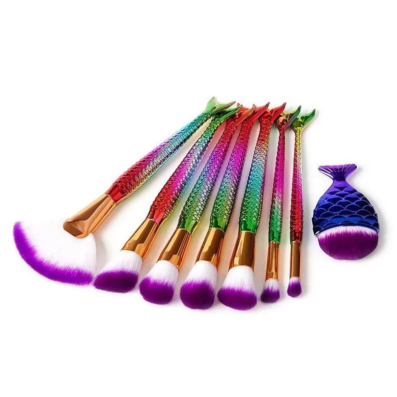 professional mermaid makeup brushes 8 pcs makeup brushes set glitter diamond make up brush for cosmetics brush tool kit dhs 