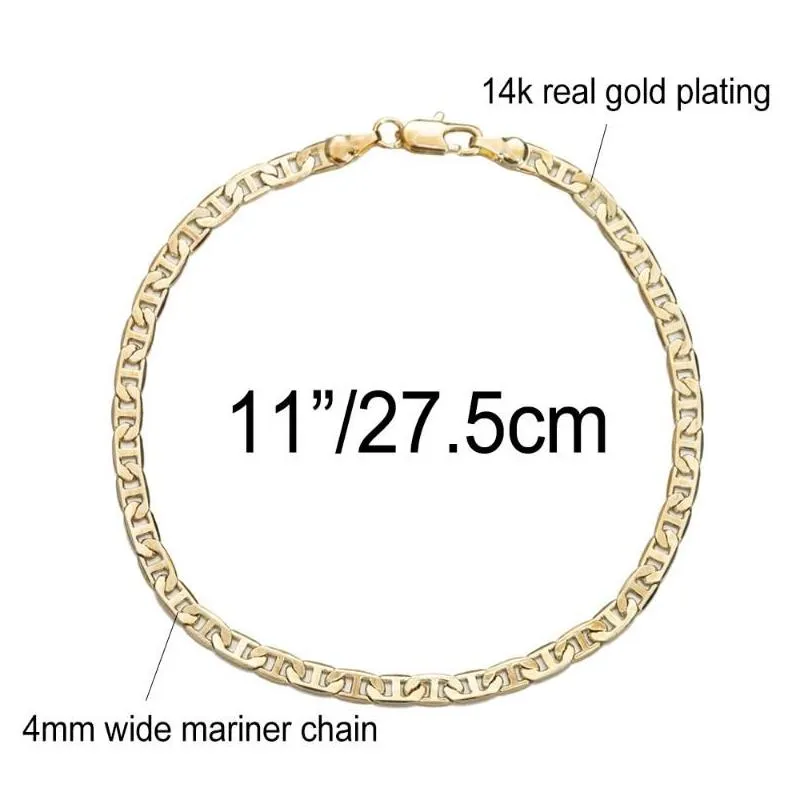 anklets 4mm mariner link chain gold color anklet 9 10 11 inches cuban ankle bracelet for women men waterproof