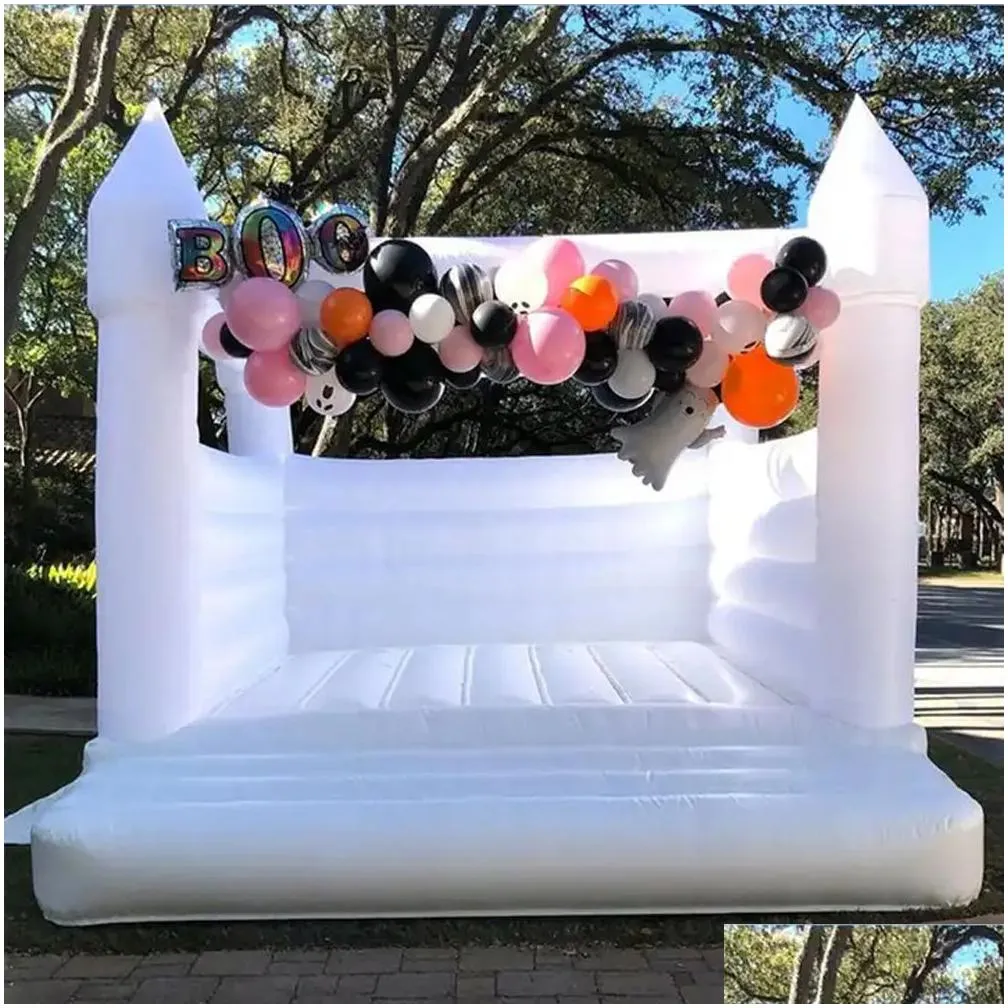 4.5x4.5 15x15ft full pvc modern kids adult inflatable white bounce house commercial grade pvc bouncy castle ce wedding bouncer with sun protection cover for