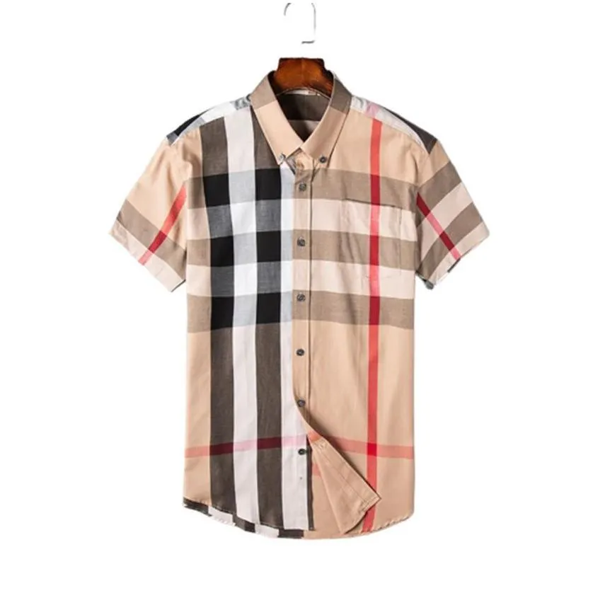 luxurys desingers mens dress business casual shirt sleeve stripe slim masculine social fashion plaid m4xl01 683616939