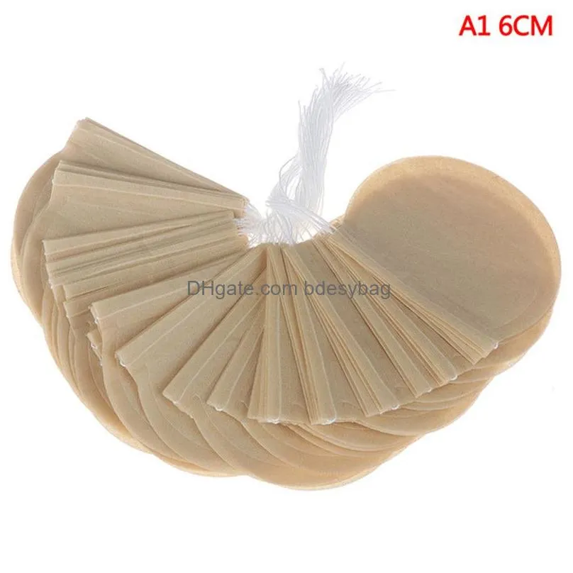 100 pcs/lot round tea filter bags disposable coffee tool natural unbleached paper infuser drawstring empty sachets