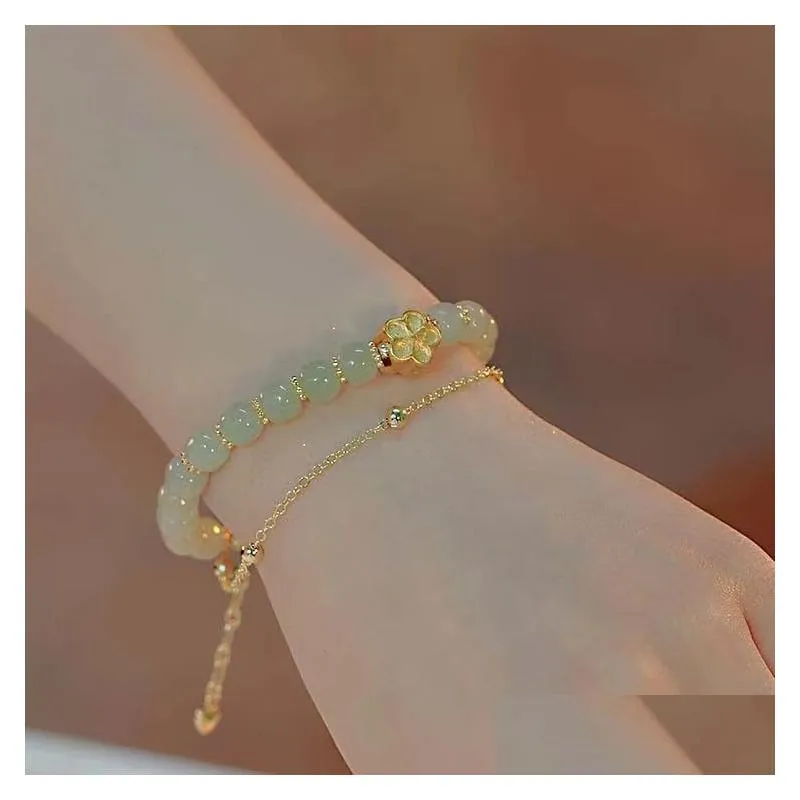 laomiao an jade hand string jade spinach green 10mm bracelet safe jade green bracelet simple jasper handwear