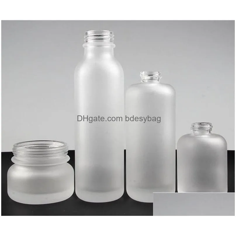 50ml 110ml 150mlfrosted glass jar cream bottles round cosmetic jars hand face lotion pump bottle with wood grain cap