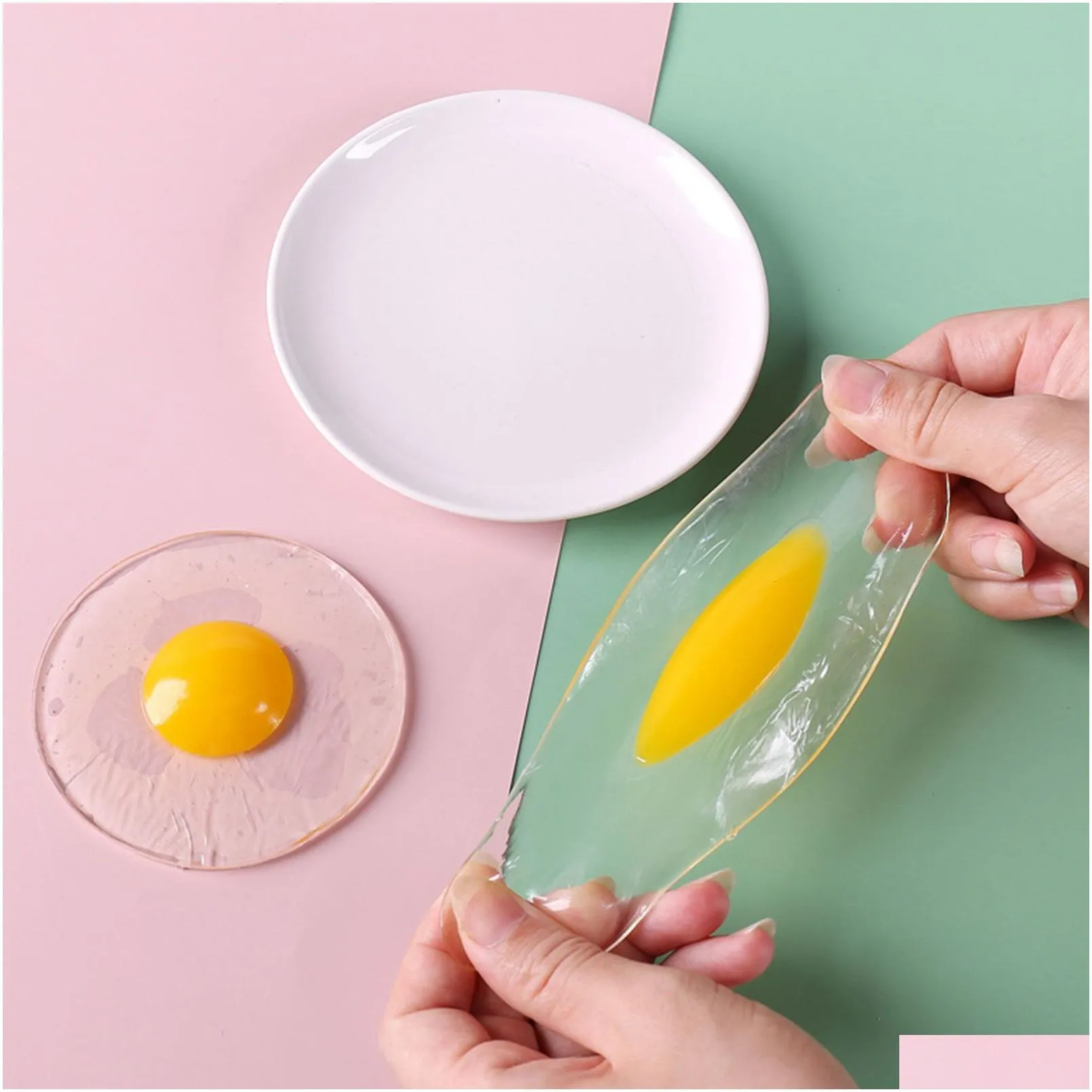  games sticky tpr rubber eggs squeeze kitchen food toy pretend play cooking fried egg omelette gags joke kids relieve stress toys