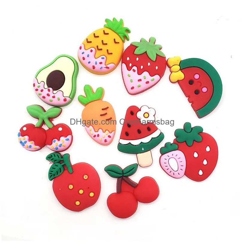 Fruit Food Avocado Shoe Decorations Charm Buckle Accessories Jibitz for Croc Charms Clog Wristband Buttons