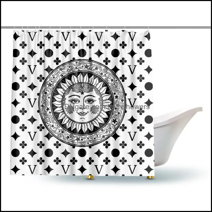 waterproof black white tarot sun shower curtains fashion bathroom hanging curtain polyester bath showers curtains