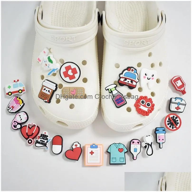 Medical Croc Charms Shoe Accessories Clog Decorations Charm Buckle Bracelets Wristband Buttons Brithday Gift for Children