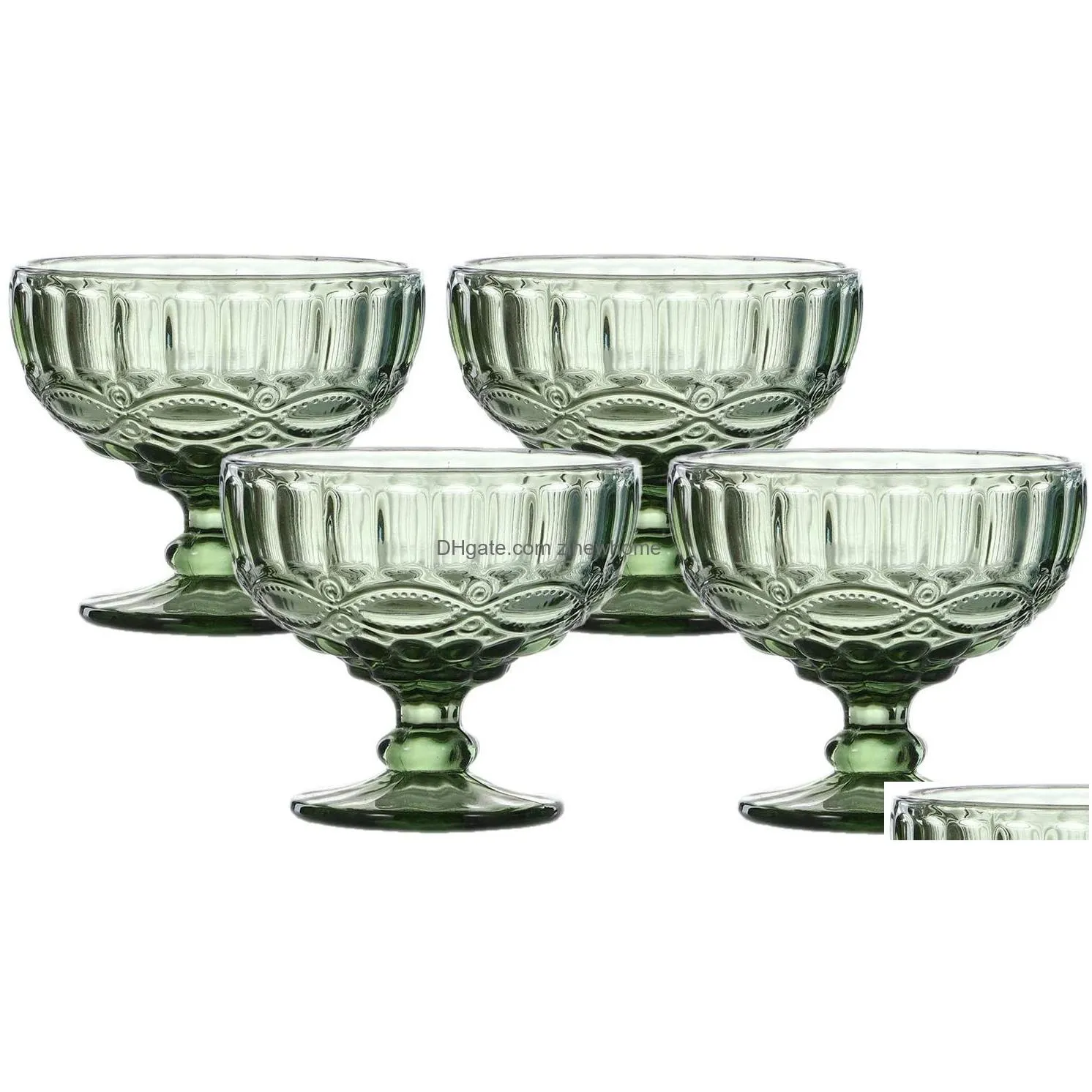 drinkware colorful luxury vintage salad bowl goblet embossed glass ice cream 10 oz 300ml home wine glasses