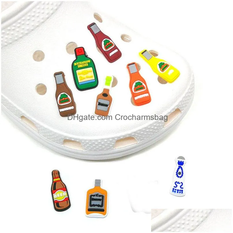 Mexican Wine Bottle Shoe Decorations Charm Accessories Jibitz for Croc Charms Pvc Clog Bracelets Wristband Buttons Party Favors