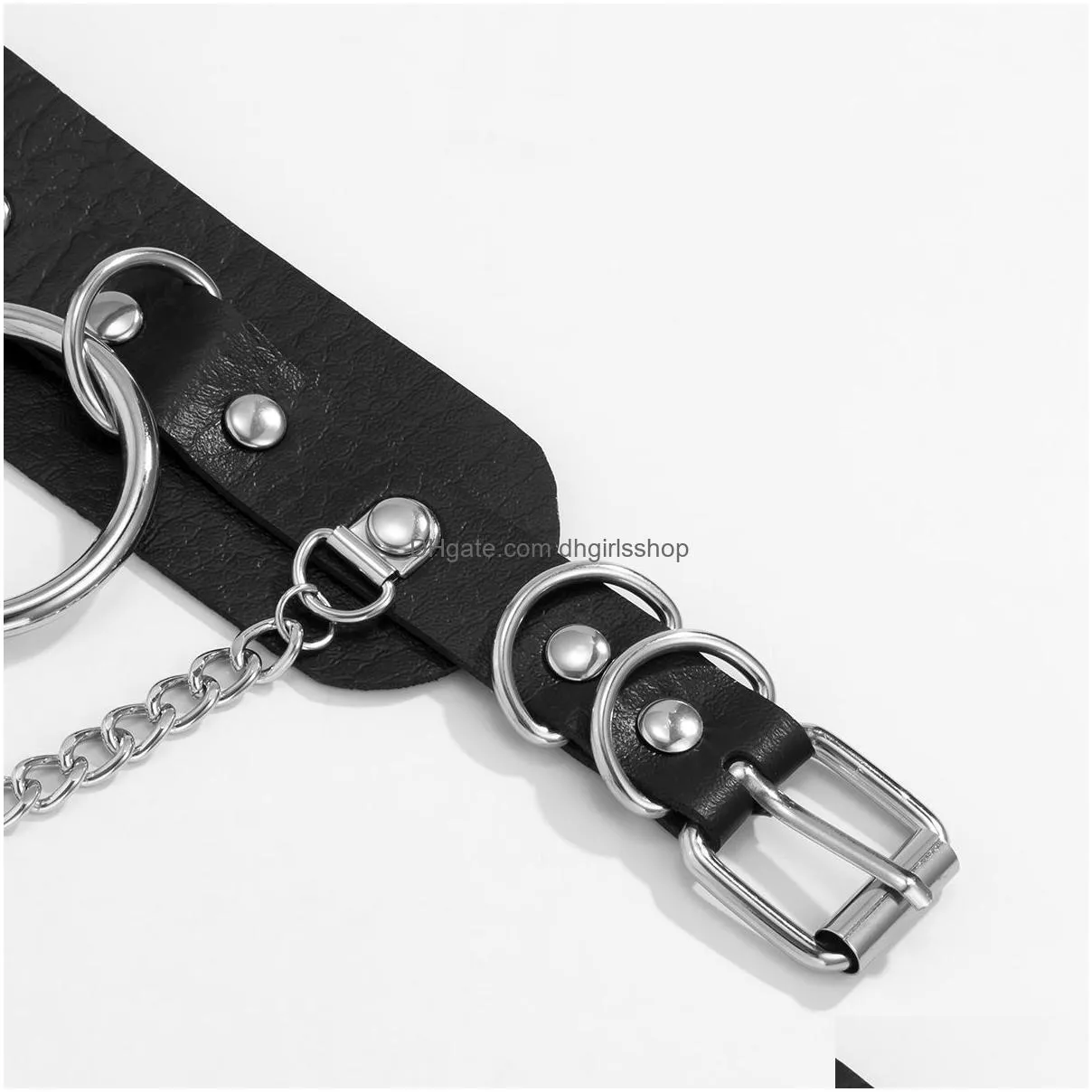 2022 new gothic punk leather necklace goth choker cross black thick collar bdsm for women spiked y2k grunge rock hip hop y fashion bijoux jewelry gifts
