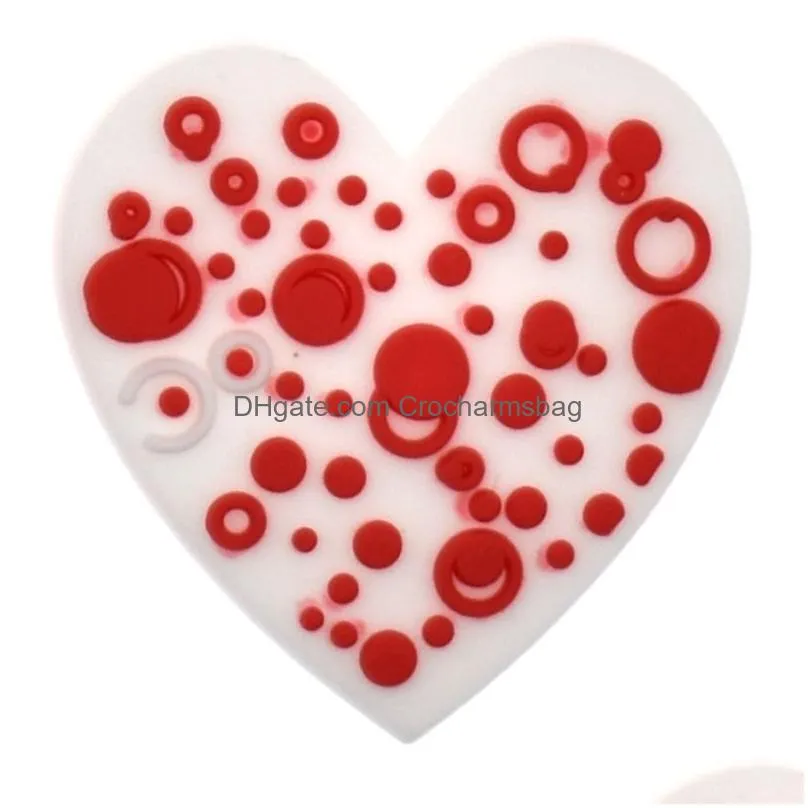 Valentines Day Love Croc Charms Heart Jibitz Shoe Decoration Buckle Clog Pins Charm Pvc