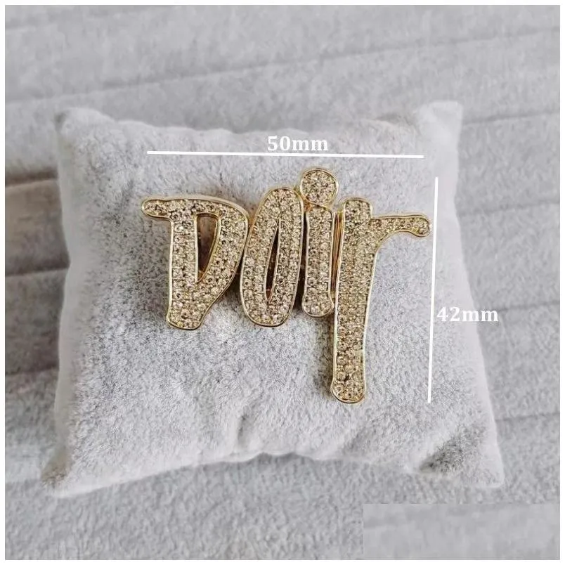 jewelry badge luxury women broche designer brand letter brooches 18k gold plated inlay crystal rhinestone broches brooch charm men pearl pins wedding party