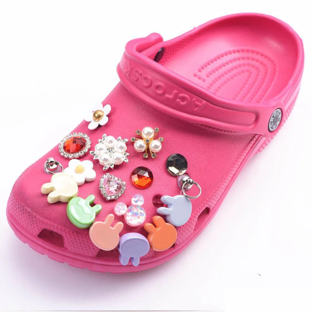 designer gem charms fit for shoe decoration crystal with metal shoes charm luminous accessories