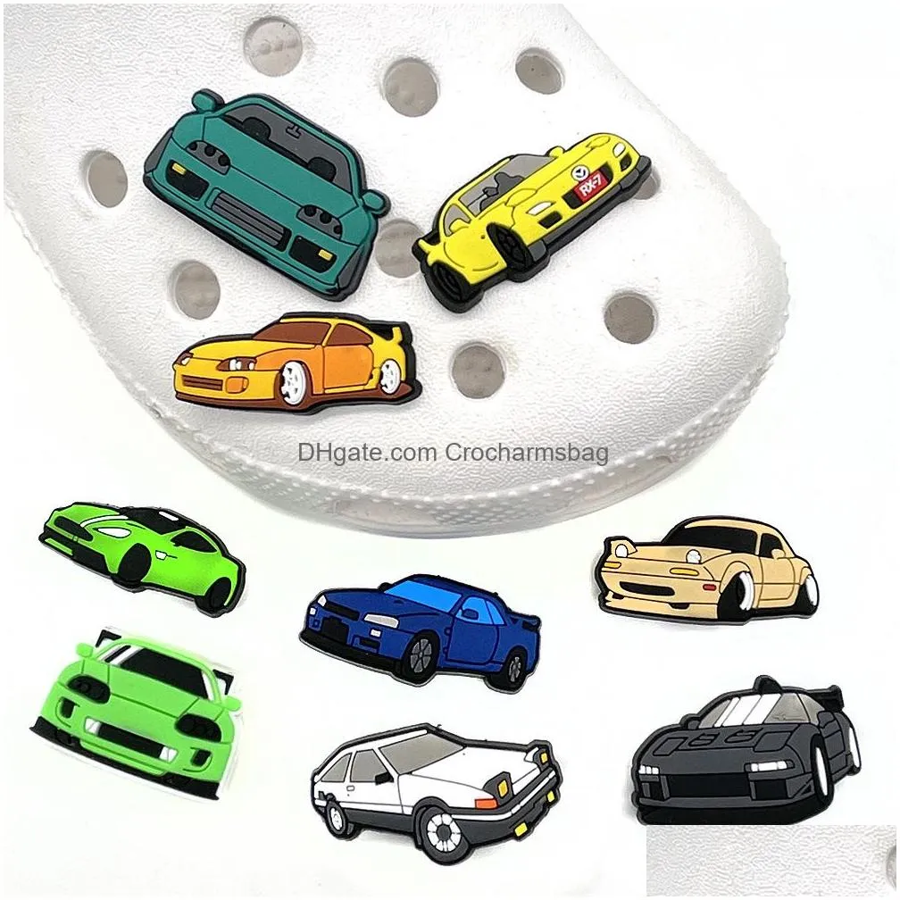 Sports Racing Cars Croc Charms Shoe Buckle Charm Parts Accessories Clog Pins Buttons