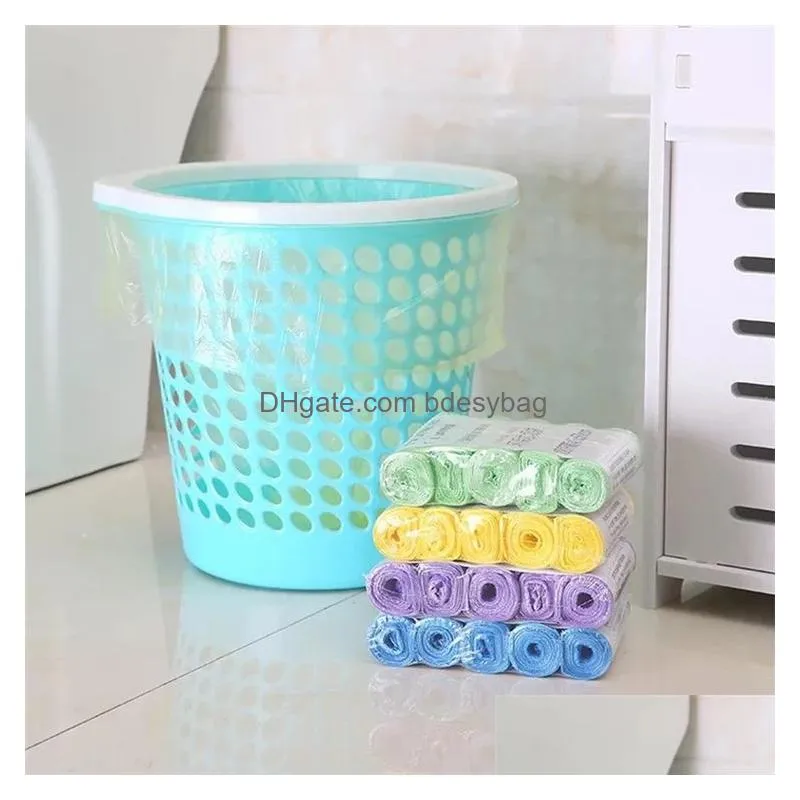 5 rolls 75pcs garbage bag trash bags durable disposable plastic home kitchen bathroom disposable garbage drain dustbin garbage bag