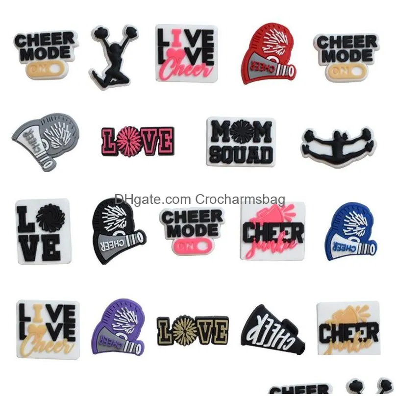 Cheerleading Shoe Charm Parts Accessories Jibitz for Croc Charms Clog Pins Buckle