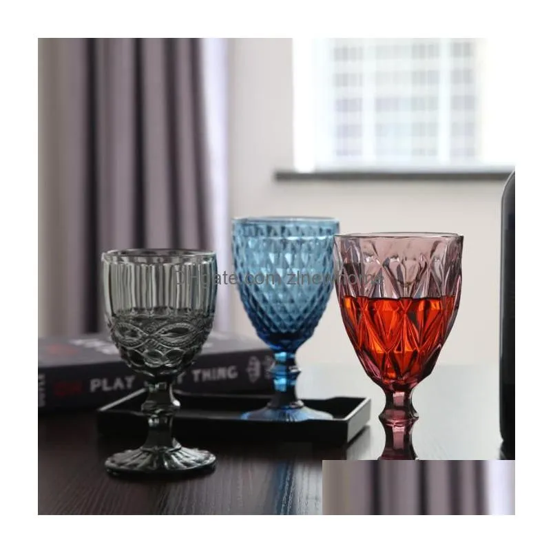 vintage glass goblets vintage wine goblet colored water goblets embossed wine glasses for wedding party restaurants bar