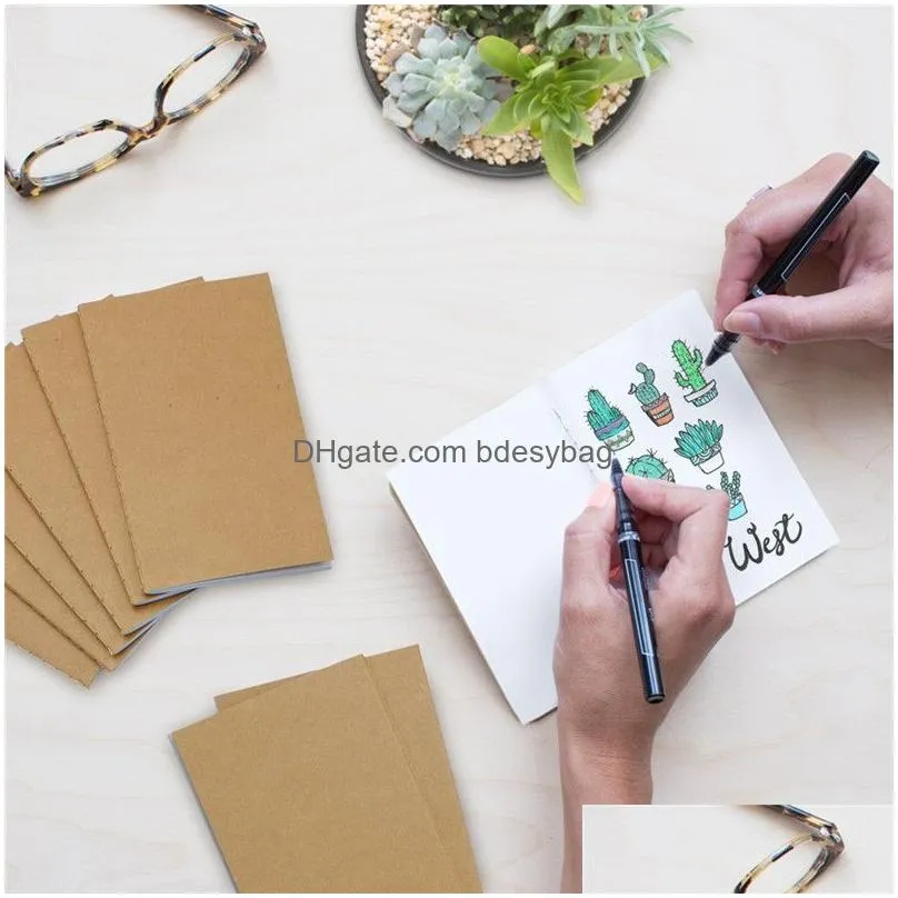 blank page notepads kraft notebook solid color for students school children writing books stationery