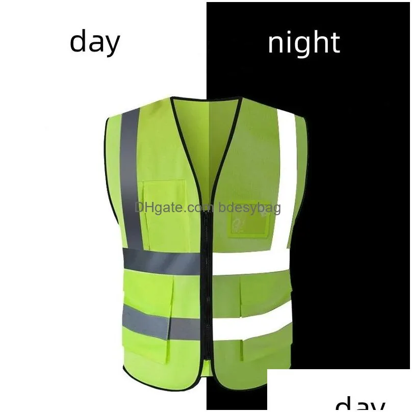 construction reflective traffic road working jackets safety vest with pockets racing running sports