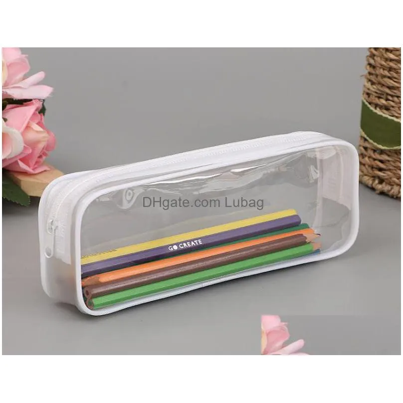 pvc cosmetic bag zipper pouch school students clear transparent waterproof plastic pvc storage box pen case mini travel makeup bags