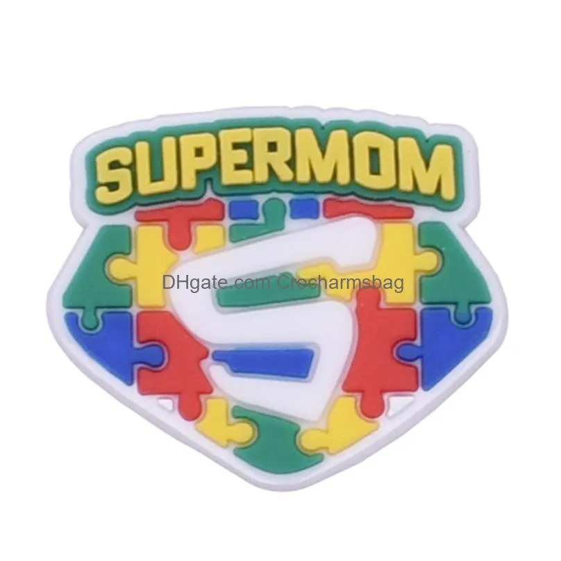 Autism Theme Shoe Parts Accessories Decoration Charm Buckle Jibitz for Croc Charms Clog Wristband Buttons