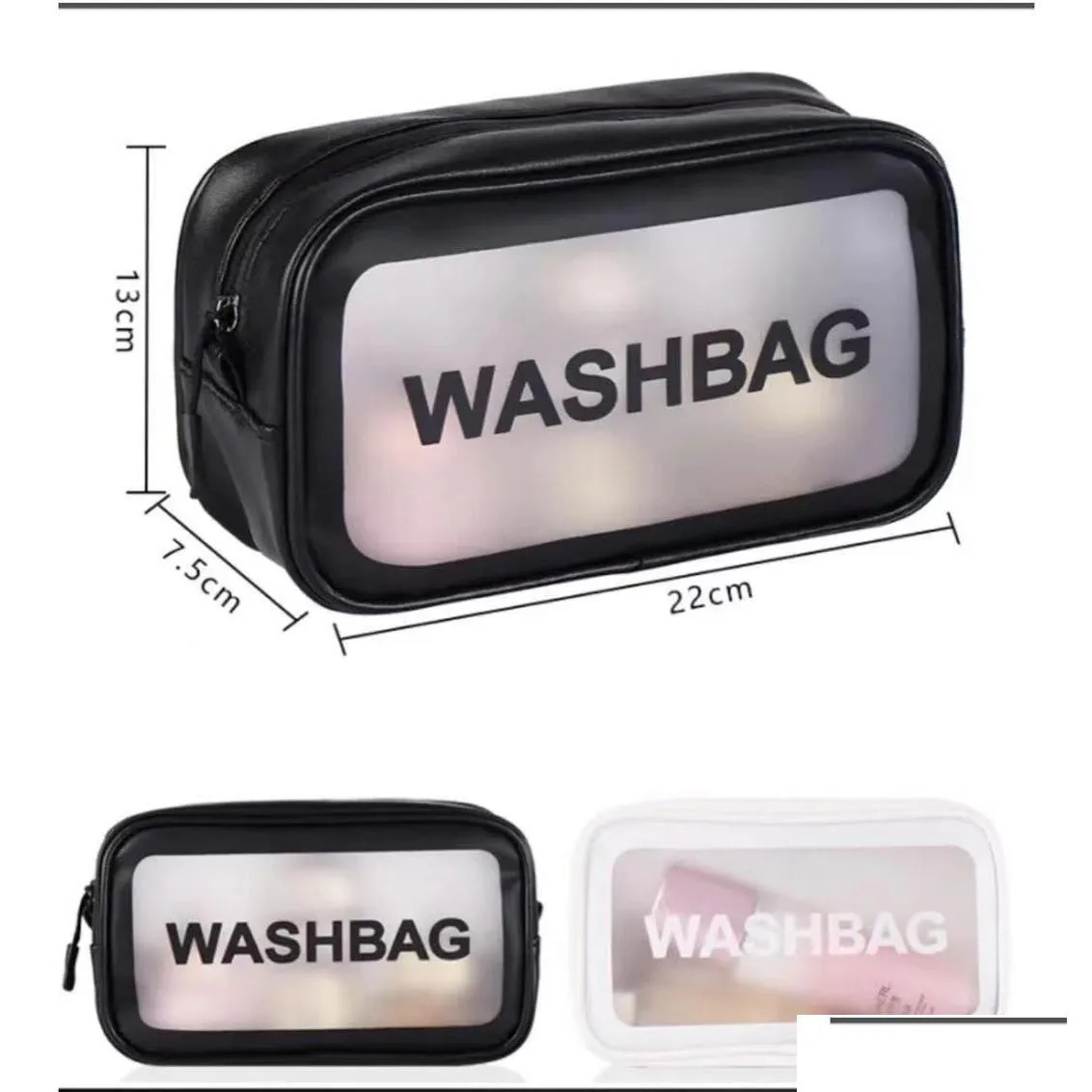  portable large-capacity travel wash bag leather transparent waterproof carry-on bag