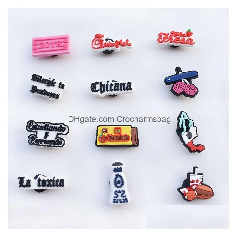 Pvc Mexican Food Flags Shoe Charm Decorations Accessories Jibitz for Croc Charms Clog Buttons Decor