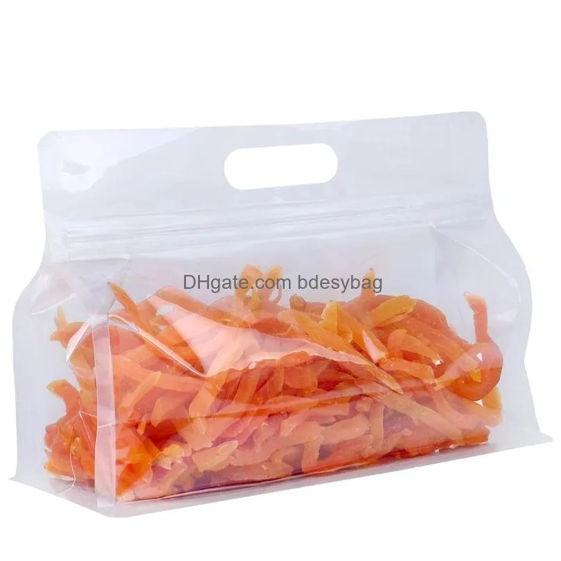 clear stand up bag plastic zipper bags flat bottom self sealing packaging for tea nuts dried fruit
