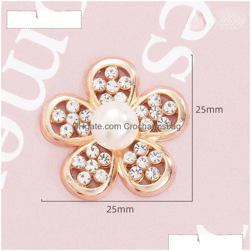 5pcs/lot rhinestone bling croc charms alloy flower shoe charm decoration buckle clog accessories buttons pins